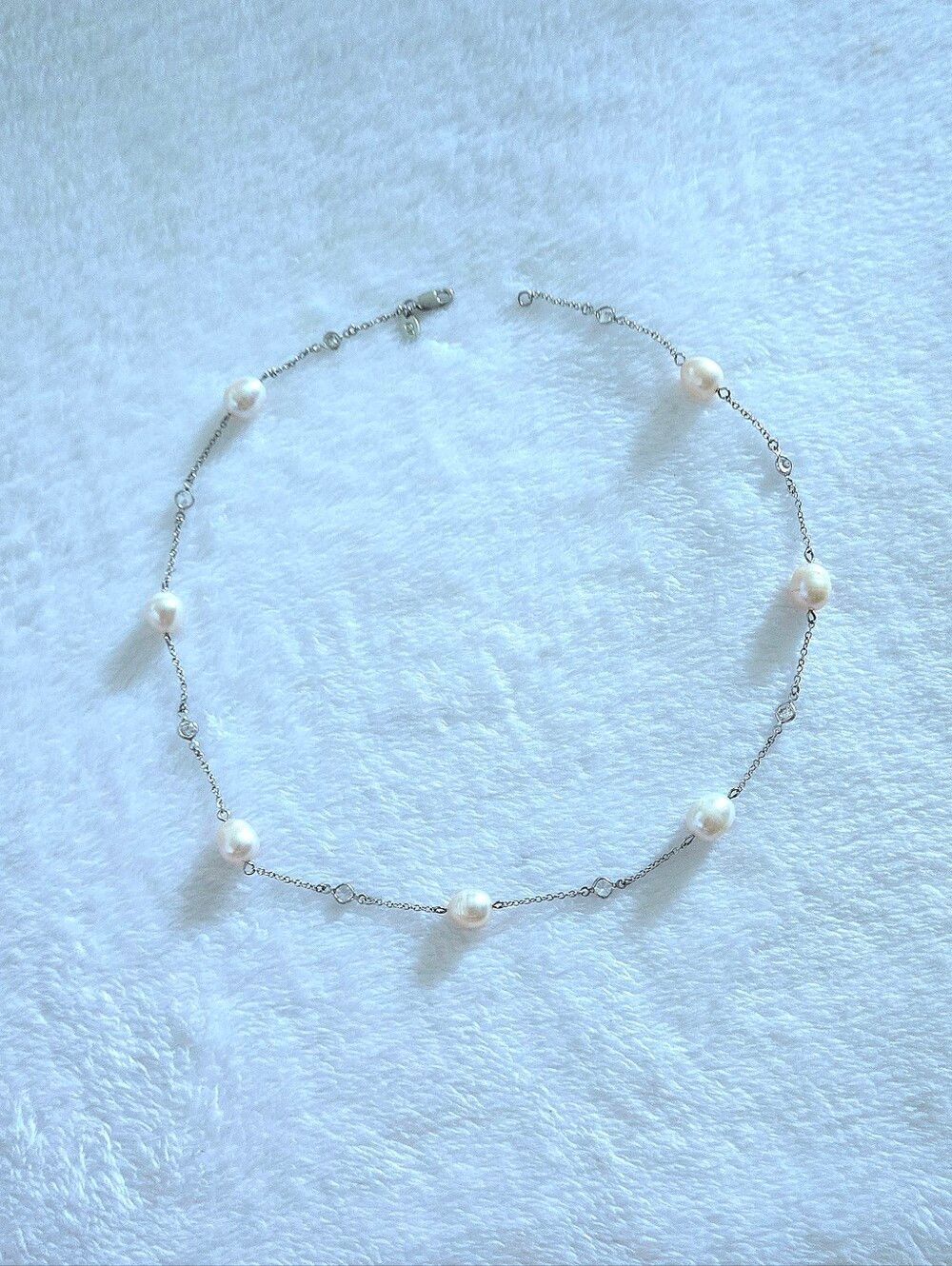 Charles Winston Stationary Freshwater Pearl and Swarovski Crystal💎 Necklace